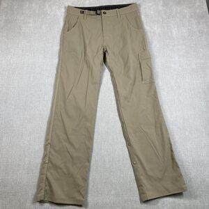 PrAna Pants Mens 31x32 Beige Stretch Zion Straight Cargo Hiking Nylon M4ST32116